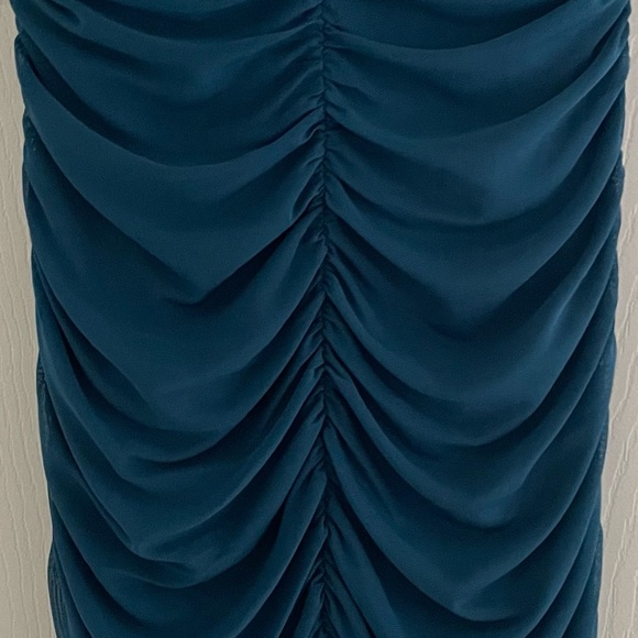 Jump Apparel Ruched Body-Con Mesh Minidress in Teal size Small - Picture 5 of 7